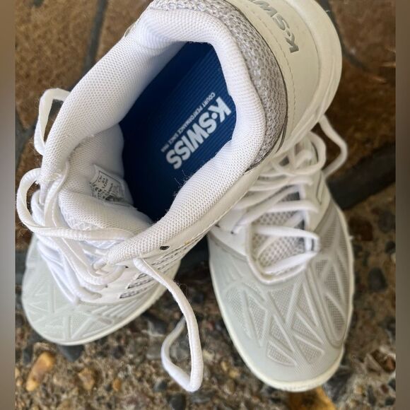 K-Swiss white/grey tennis shoes, preowned but great condition, light, comfy, 7 - Picture 12 of 14